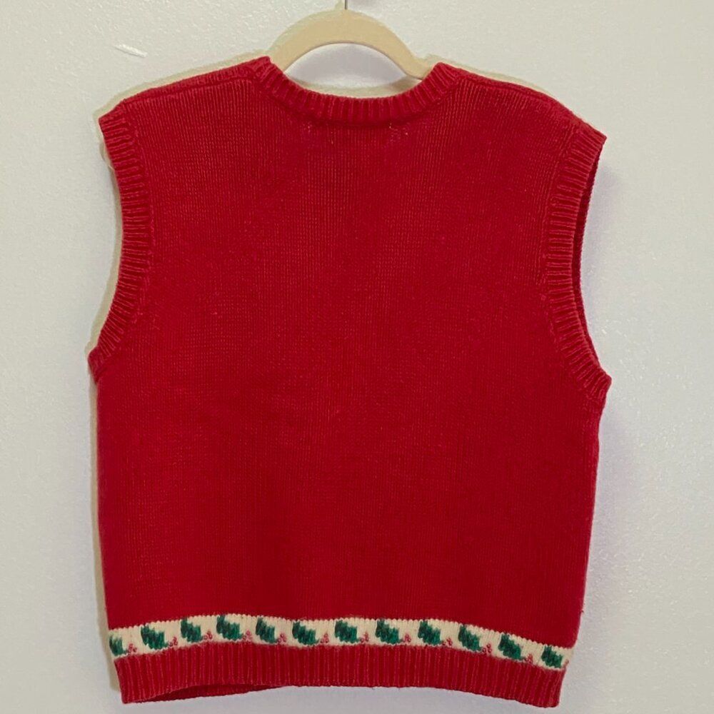 Vintage Jennifer Moore - Christmas V-Neck Vest Hand Knit - size M - Picture 2 of 10
